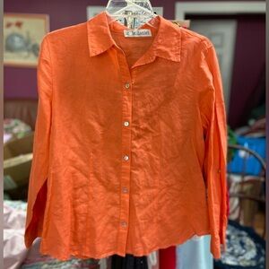 Tangerine, orange linen blouse no size tag